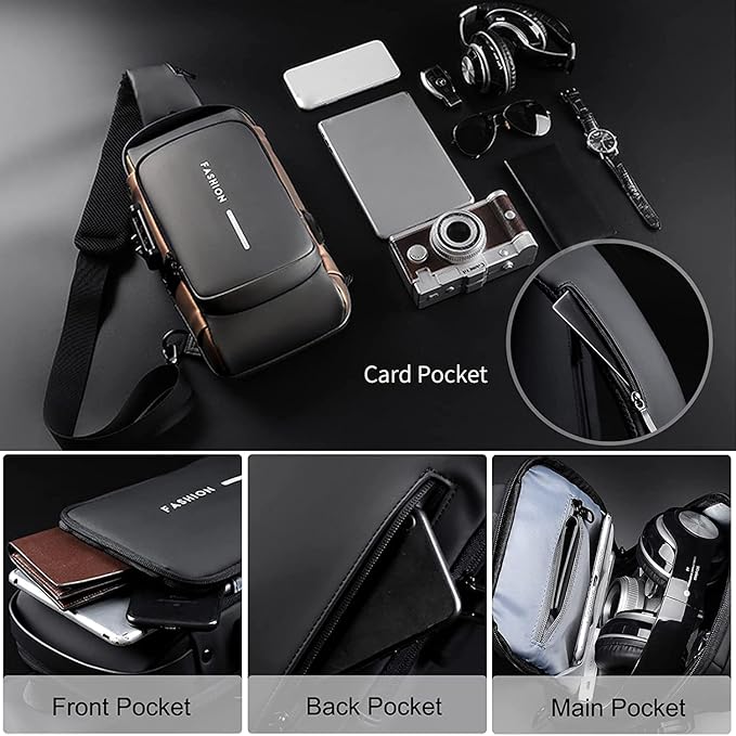 Anti-Theft Crossbody Sling Bag with USB Charging Port | Men & Women