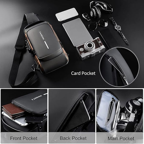 Anti-Theft Crossbody Sling Bag with USB Charging Port | Men & Women