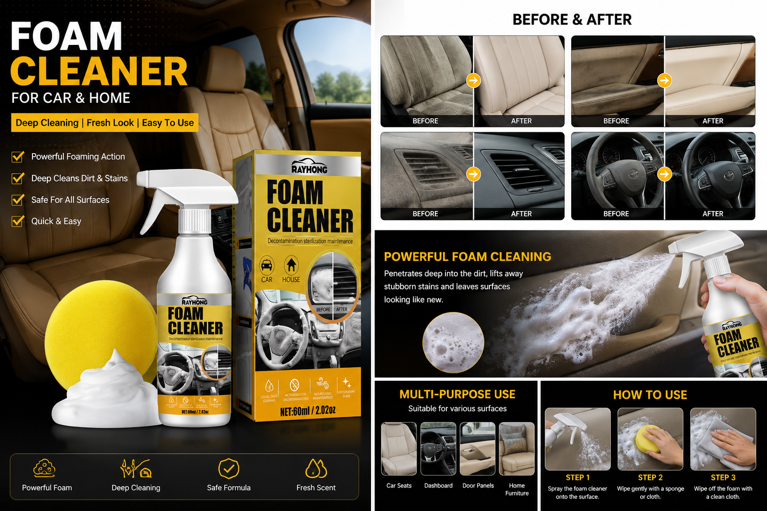 Multi-Purpose Foam Cleaner 60 ML