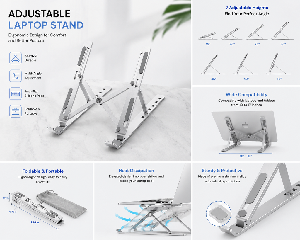 foldable aluminum laptop stand